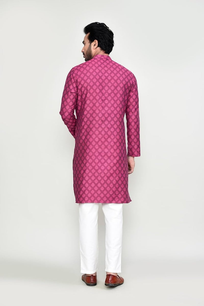 POLY2FAB Hathkargha Men's Silk Jacquard Kurta Pajama Set | Ethnic Wear for Weddings & Festive Functions - Image 2